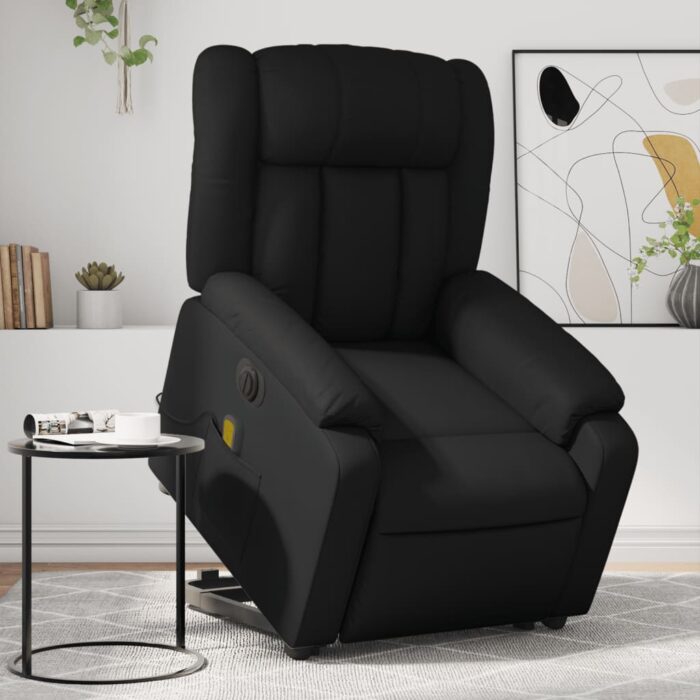 Fauteuil inclinable de massage électrique noir similicuir – Image 1