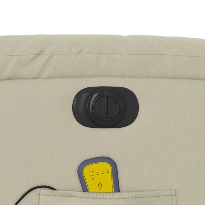 Fauteuil inclinable de massage électrique crème similicuir – Image 10