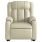 Fauteuil inclinable de massage électrique crème similicuir – Image 6