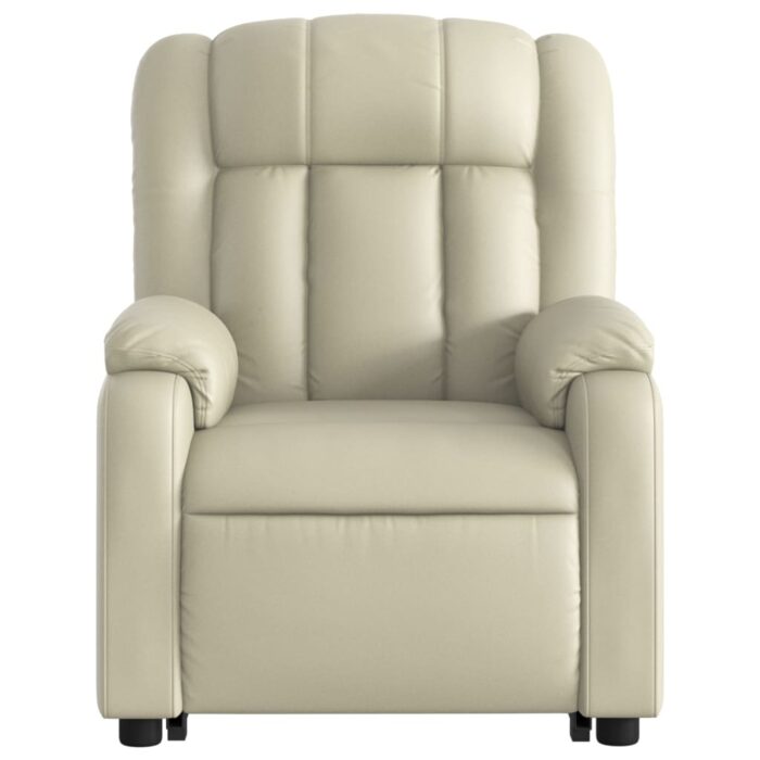 Fauteuil inclinable de massage électrique crème similicuir – Image 6