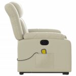Fauteuil inclinable de massage électrique crème similicuir – Image 7