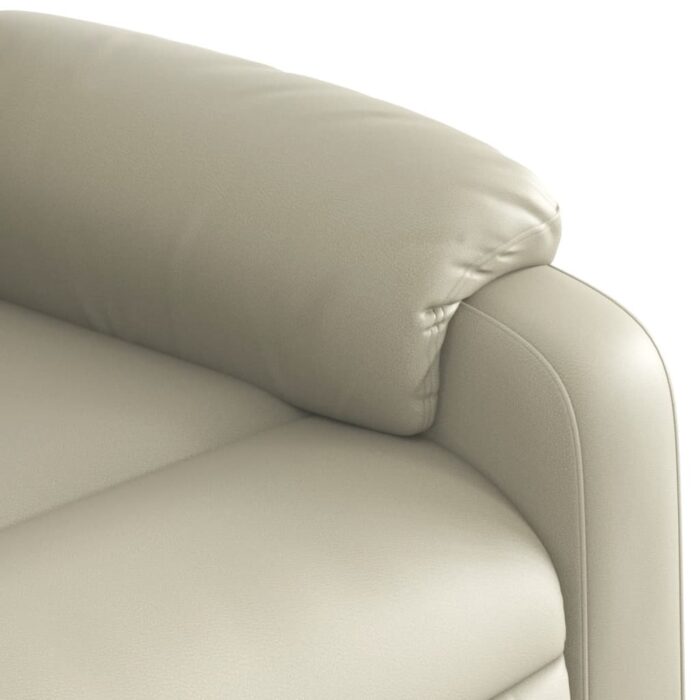 Fauteuil inclinable de massage électrique crème similicuir – Image 9