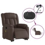 Fauteuil inclinable de massage électrique marron similicuir – Image 3