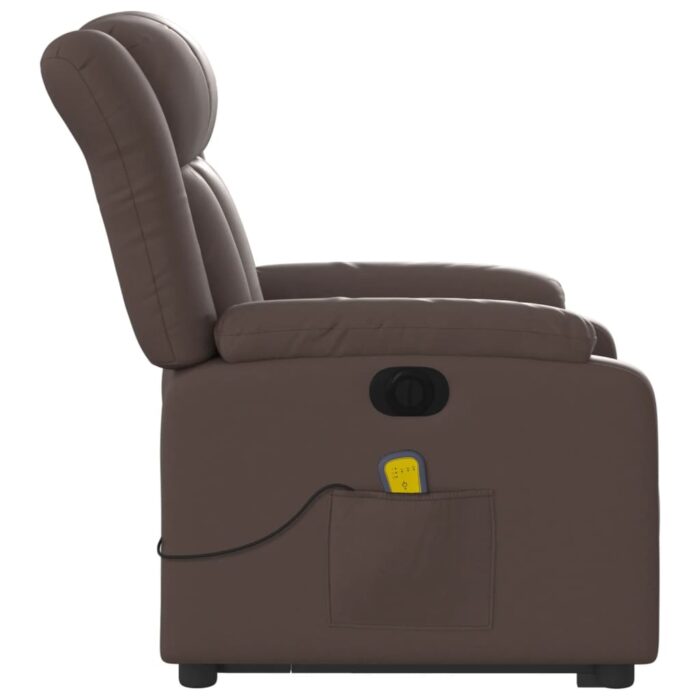 Fauteuil inclinable de massage électrique marron similicuir – Image 7