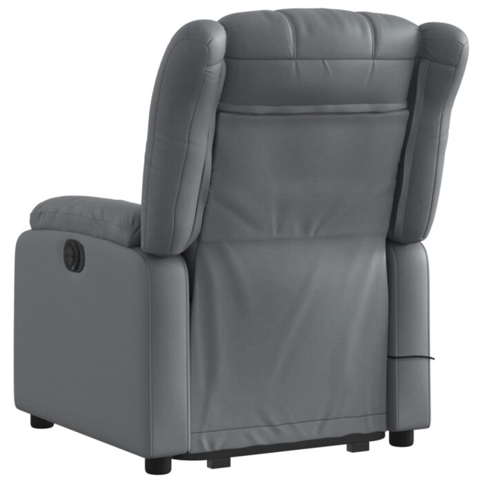 Fauteuil inclinable de massage électrique gris similicuir – Image 2