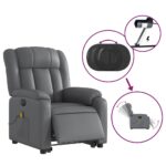 Fauteuil inclinable de massage électrique gris similicuir – Image 3