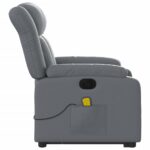 Fauteuil inclinable de massage électrique gris similicuir – Image 7