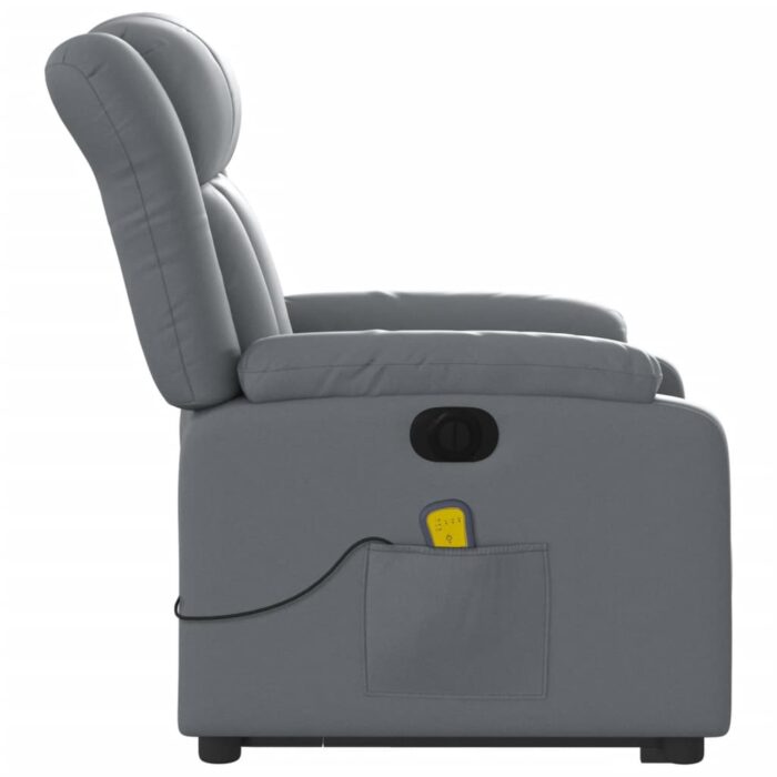 Fauteuil inclinable de massage électrique gris similicuir – Image 7
