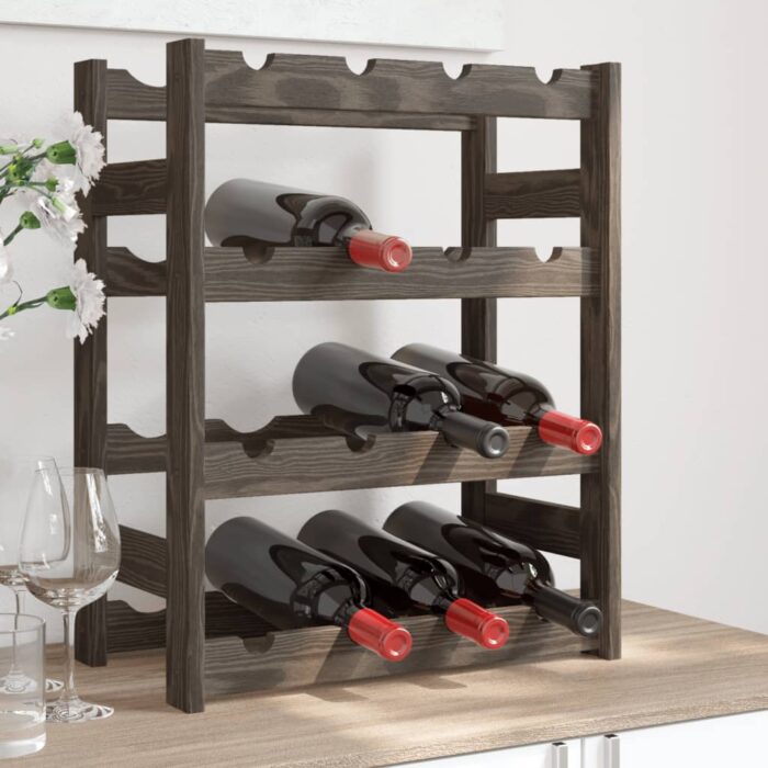 Casier à bouteilles pour 16 bouteilles gris bois pin solide – Image 1