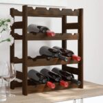 Casier à bouteilles pour 16 bouteilles marron bois pin solide