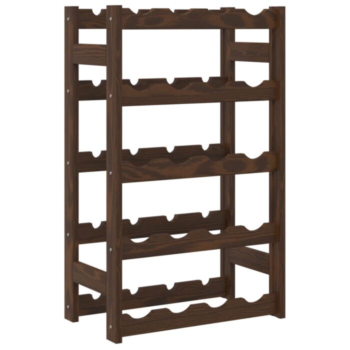 Casier à bouteilles pour 20 bouteilles marron bois pin solide – Image 3