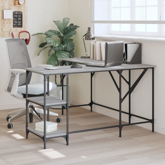 Bureau sonoma gris 139x139x75 cm bois d'ingénierie – Image 1