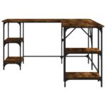 Bureau chêne fumé 139x139x75 cm bois d'ingénierie – Image 3