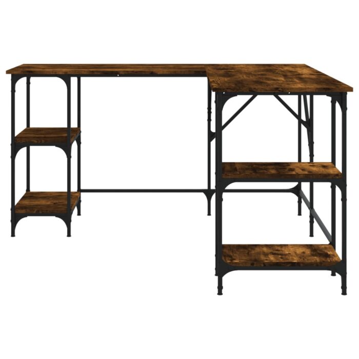 Bureau chêne fumé 139x139x75 cm bois d'ingénierie – Image 3