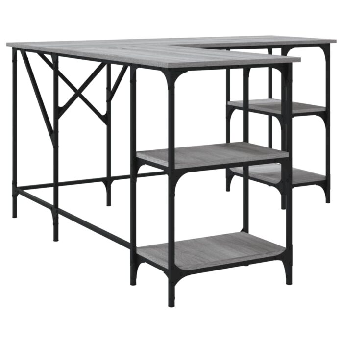 Bureau sonoma gris 139x139x75 cm bois d'ingénierie – Image 4