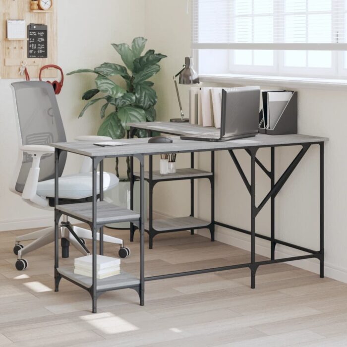 Bureau sonoma gris 139x139x75 cm bois d'ingénierie – Image 1