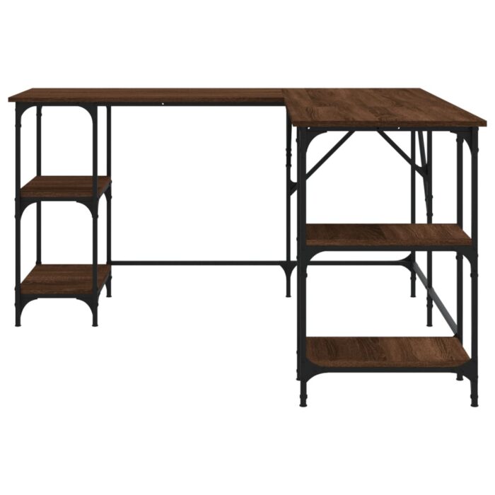 Bureau chêne marron 139x139x75 cm bois d'ingénierie – Image 3