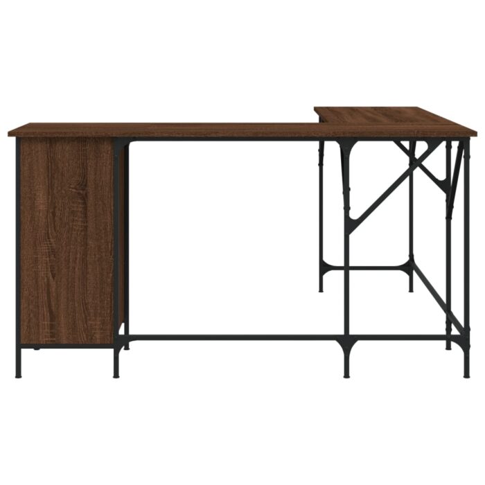 Bureau chêne marron 141x141x75 cm bois d'ingénierie – Image 2