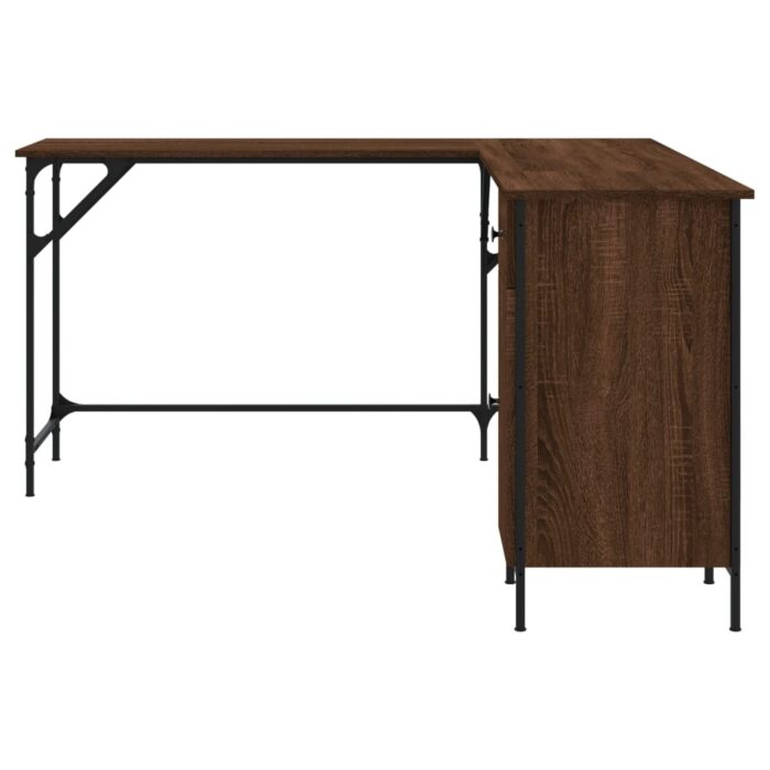 Bureau chêne marron 141x141x75 cm bois d'ingénierie – Image 3