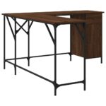 Bureau chêne marron 141x141x75 cm bois d'ingénierie – Image 4