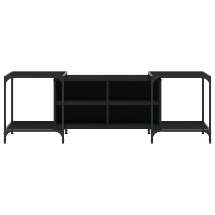 Meuble TV noir 153x37x50 cm bois d'ingénierie – Image 2