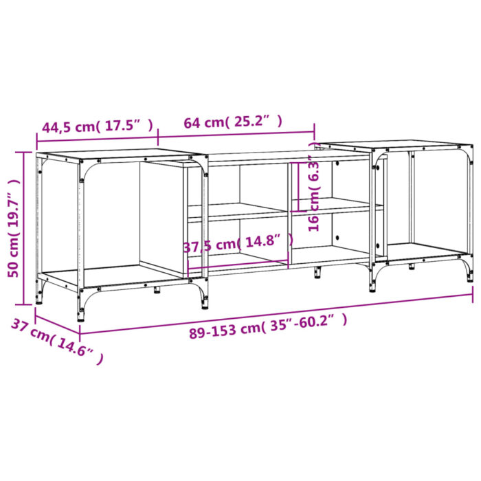 Meuble TV sonoma gris 153x37x50 cm bois d'ingénierie – Image 8