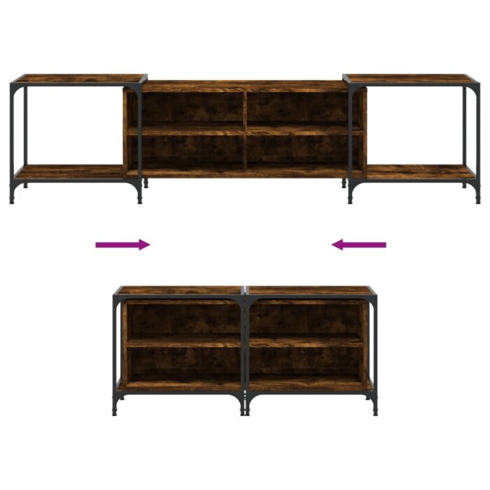 Meuble TV chêne fumé 203x37x50 cm bois d'ingénierie – Image 5