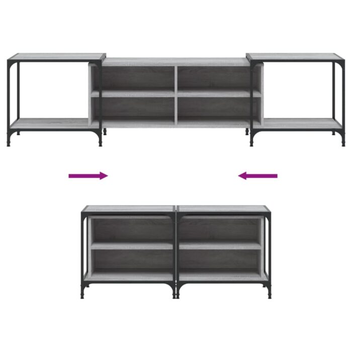 Meuble TV sonoma gris 203x37x50 cm Bois d'ingénierie – Image 5