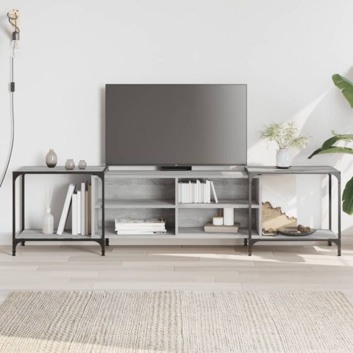 Meuble TV sonoma gris 203x37x50 cm Bois d'ingénierie – Image 1