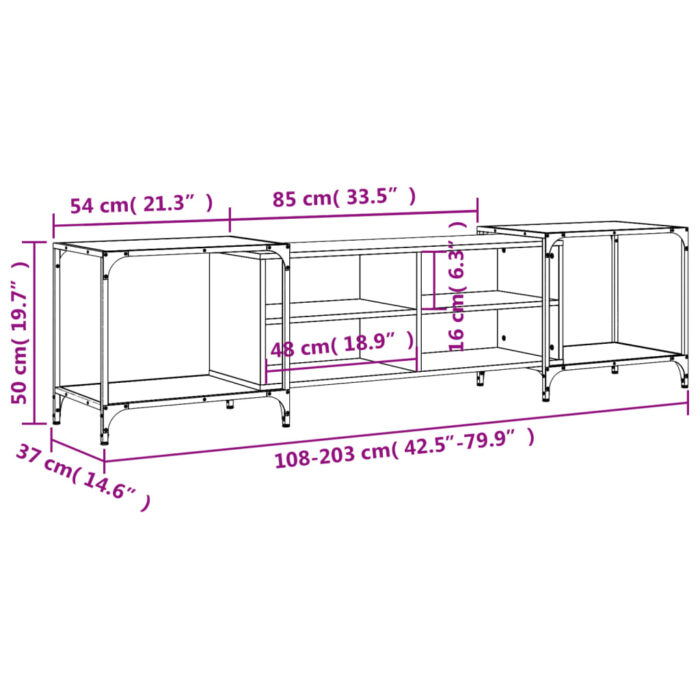 Meuble TV chêne marron 203x37x50 cm bois d'ingénierie – Image 8