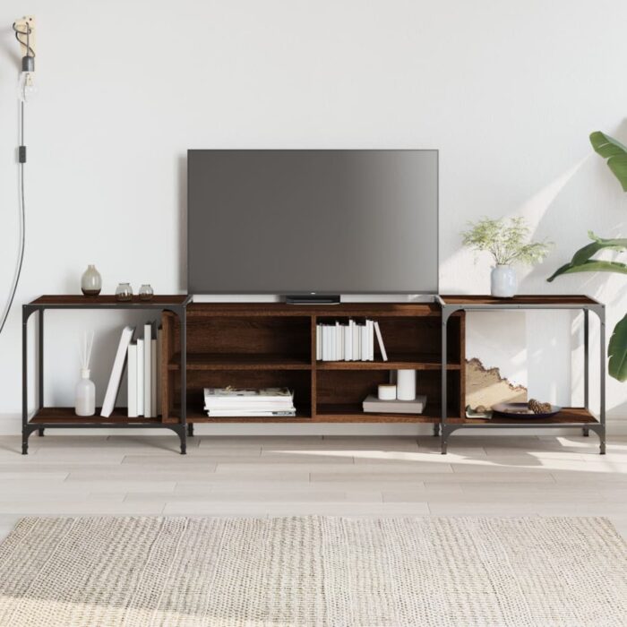 Meuble TV chêne marron 203x37x50 cm bois d'ingénierie – Image 1