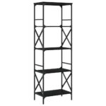 Bibliothèque à 5 niveaux noir 59x35x171 cm bois d'ingénierie – Image 4