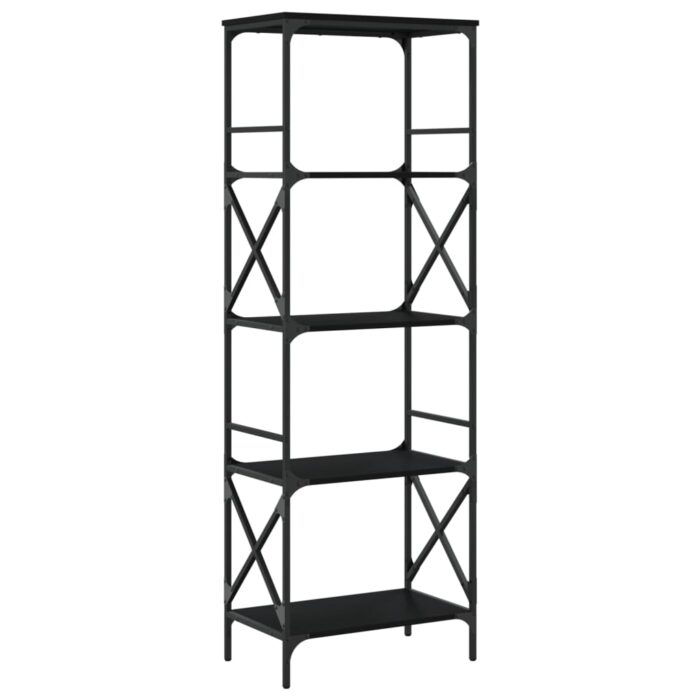 Bibliothèque à 5 niveaux noir 59x35x171 cm bois d'ingénierie – Image 4