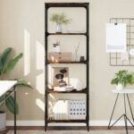 Bibliothèque à 5 niveaux chêne fumé 59x35x171 cm