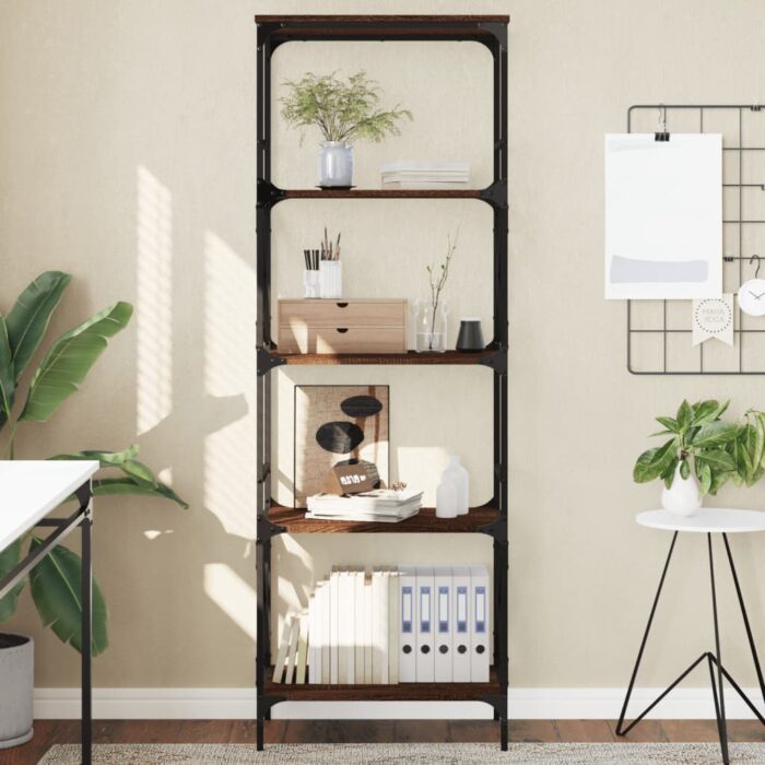 Bibliothèque à 5 niveaux chêne marron 59x35x171 cm – Image 1