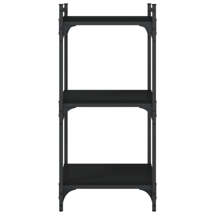 Bibliothèque à 3 niveaux noir 40x30x86 cm bois d'ingénierie – Image 2