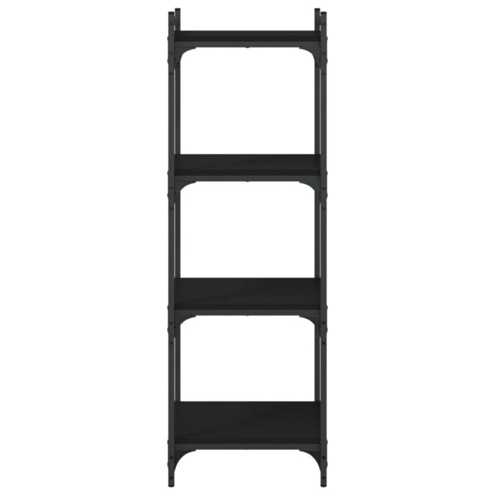 Bibliothèque à 4 niveaux noir 40x30x120 cm bois d'ingénierie – Image 2