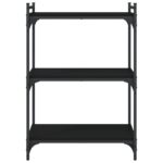 Bibliothèque à 3 niveaux noir 60x30x86 cm bois d'ingénierie – Image 2