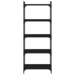 Bibliothèque à 5 niveaux noir 60x30x154 cm bois d'ingénierie – Image 2