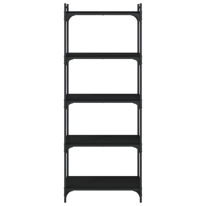 Bibliothèque à 5 niveaux noir 60x30x154 cm bois d'ingénierie – Image 2