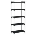 Bibliothèque à 5 niveaux noir 60x30x154 cm bois d'ingénierie – Image 4