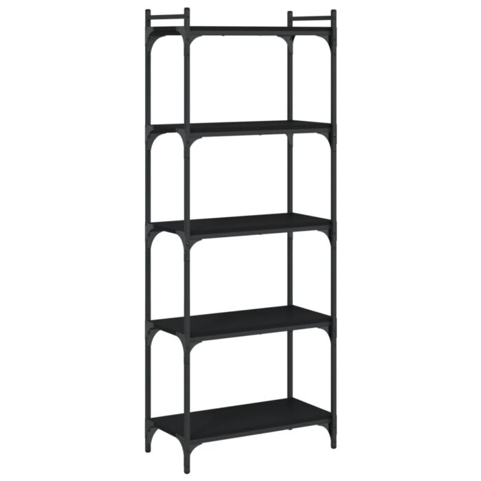 Bibliothèque à 5 niveaux noir 60x30x154 cm bois d'ingénierie – Image 4