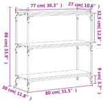 Bibliothèque 3 niveaux chêne fumé 80x30x86 cm bois d'ingénierie – Image 7