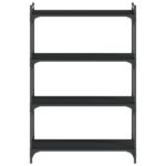 Bibliothèque à 4 niveaux noir 80x30x120 cm bois d'ingénierie – Image 2
