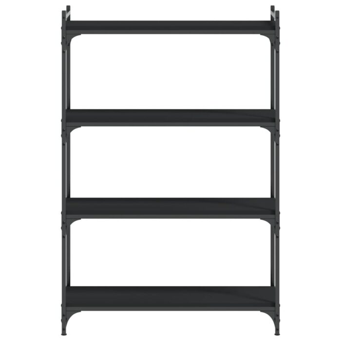 Bibliothèque à 4 niveaux noir 80x30x120 cm bois d'ingénierie – Image 2