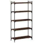 Bibliothèque 5 niveaux chêne fumé 80x30x154cm bois d'ingénierie – Image 4