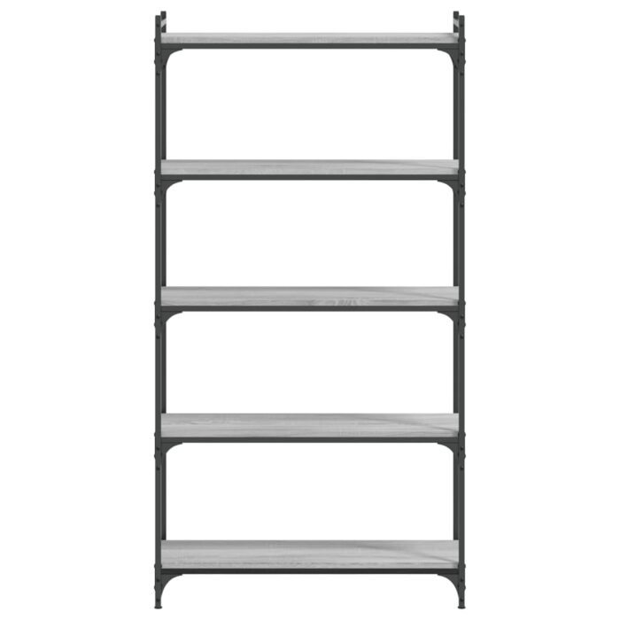 Bibliothèque à 5 niveaux sonoma gris 80x30x154 cm – Image 2