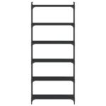 Bibliothèque 6 niveaux noir 80x30x188 cm bois d'ingénierie – Image 2