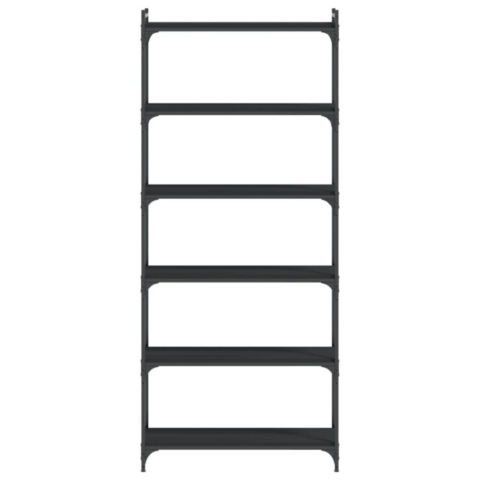 Bibliothèque 6 niveaux noir 80x30x188 cm bois d'ingénierie – Image 2