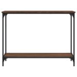 Table console chêne marron 101x30,5x75 cm bois d'ingénierie – Image 2